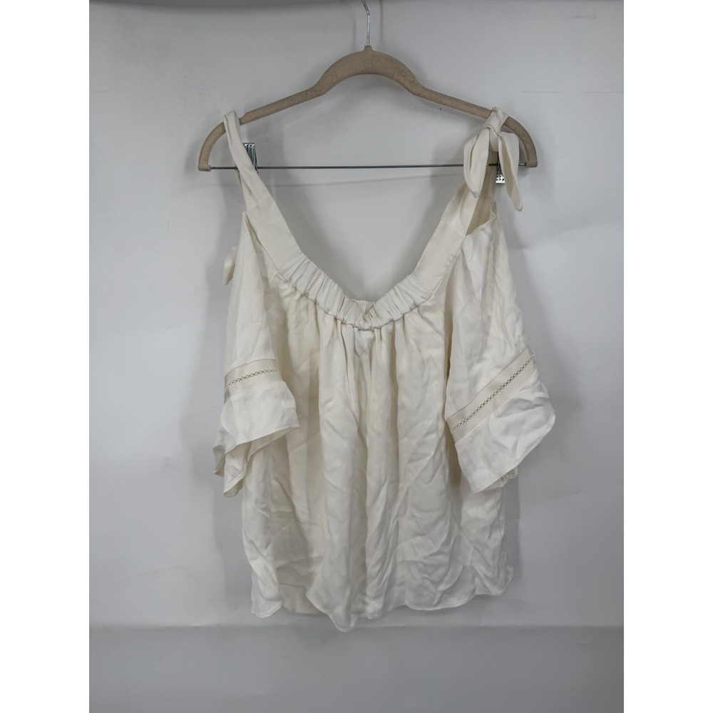 Alexis Tie Cold Shoulder Top Women S Ivory Coquette Romantic Whimsical Feminine‎